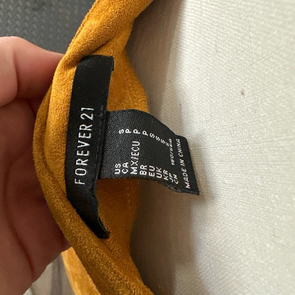 Forever 21 Mustard Yellow Gold High Waisted Double Zipper Stretch Small Skirt - Picture 6 of 7